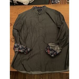 Paul Fredrick Finest Long Staple Cotton Gray Monochrome Dress Shirt XXL